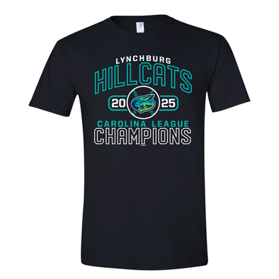 Lynchburg Hillcats 2025 Carolina League Champions Black Softstyle Tee