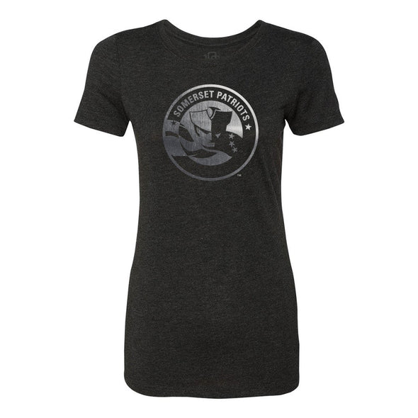 Somerset Patriots Womens Metallic Steel Black 108 ICON Softstyle Tee