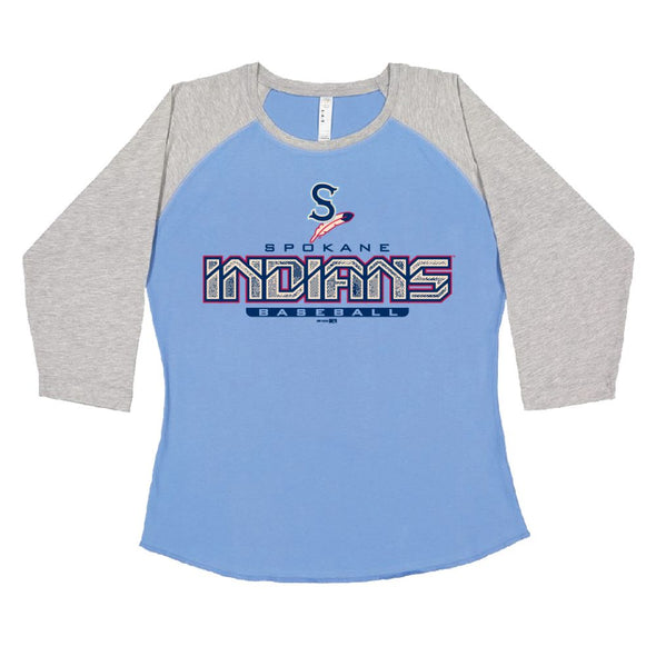 Spokane Indians Ladies Carolina Blue Shatter Baseball Tee