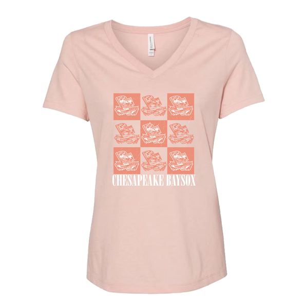 Chesapeake Baysox LADIES V Neck Lino PEACHY