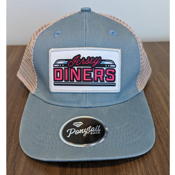 Jersey Diners Ladies Fit Mesh Back Sublimated Patch Cap With Ponytail Mesh Back