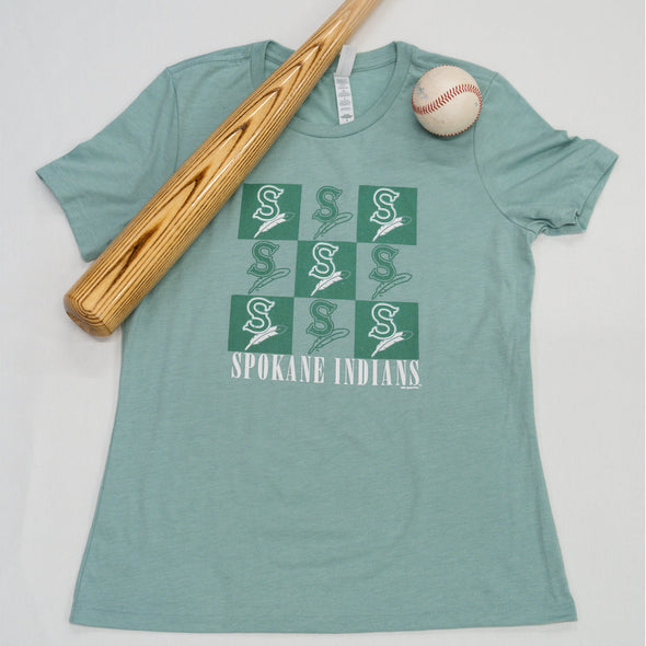 Spokane Indians Ladies Dusty Green Lino Tee