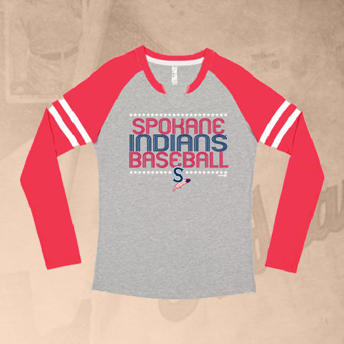 Spokane Indians Ladies Mashup Cilantro LS Tee