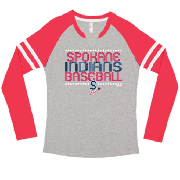 Spokane Indians Ladies Mashup Cilantro LS Tee