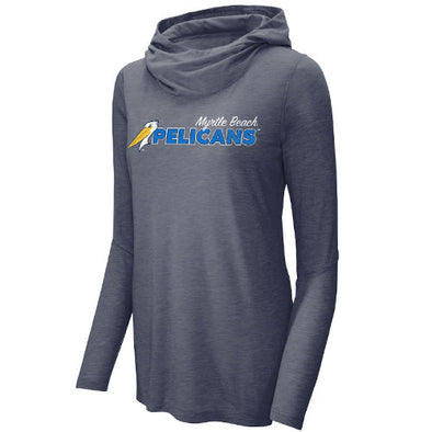 Myrtle Beach Pelicans 108 Stitches Ladies Navy Fan Cowl Neck Hoodie