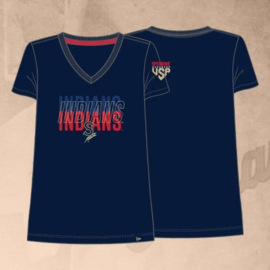 Spokane Indians Ladies V-Neck Navy NE July 4th Tee