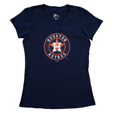 Women's V-Neck Houston Astros Primary Logo T-shirt