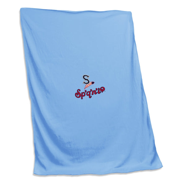 Spokane Indians Light Blue Sweatshirt Blanket