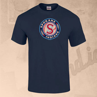 Spokane Indians Navy Logo Tee