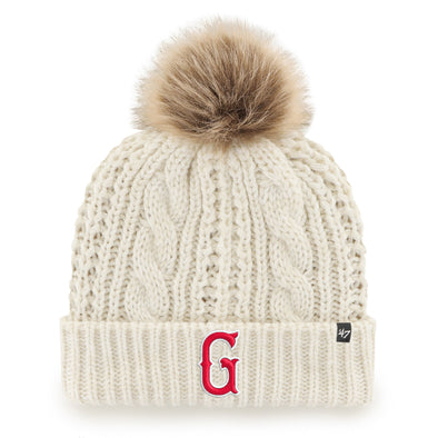 Greenville Drive 47 Brand White Beanie w/Fur Pom and G Logo