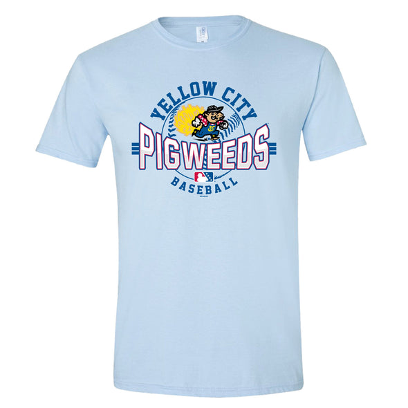 Amarillo Sod Poodles Yellow City Pigweeds Blue Mahomes Running Tee