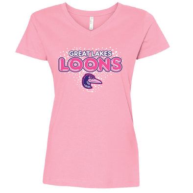 Great Lakes Loons Pink V-Neck-Ladies