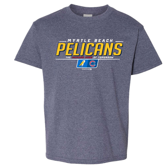 Myrtle Beach Pelicans Bimm Ridder Youth Chicago Cubs Heather Navy Bracket Affiliate Tee