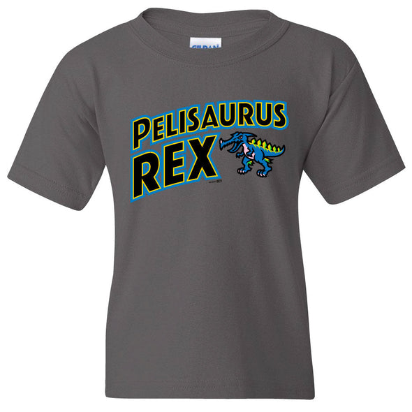 Myrtle Beach Pelicans Bimm Ridder Youth Charcoal Pelisaurus Rex Tee
