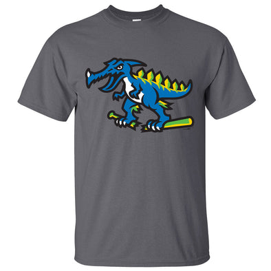 Myrtle Beach Pelicans Bimm Ridder Charcoal Pelisaurus Rex Tee