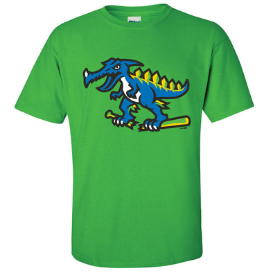 MYRTLE BEACH PELICANS BIMM RIDDER ELECTRIC GREEN PELISAURUS REX TEE