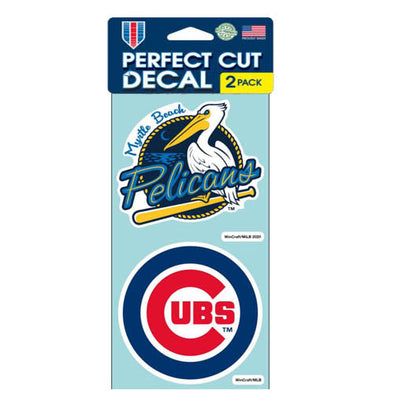 Myrtle Beach Pelicans Wincraft Affiliate Chicago Cubs/Pelicans 4"x4" Primary Logo Decals 2-Pack