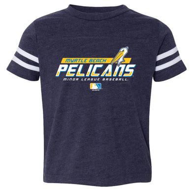 MYRTLE BEACH PELICANS BIMM RIDDER TODDLER VINTAGE NAVY ERAS TEE