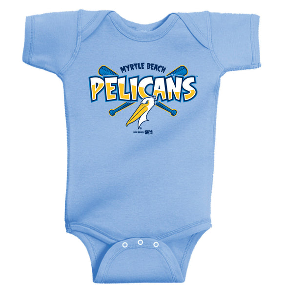 Myrtle Beach Pelicans Bimm Ridder Youth Infant Carolina Blue Noah Onesie