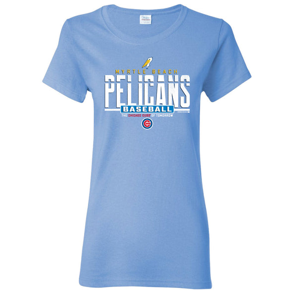 MYRTLE BEACH PELICANS BIMM RIDDER CHICAGO CUBS LADIES CAROLINA BLUE QUOTED AFFILIATE TEE