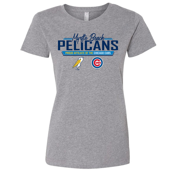 Myrtle Beach Pelicans Bimm Ridder Ladies Gray Solence Affiliate Tee