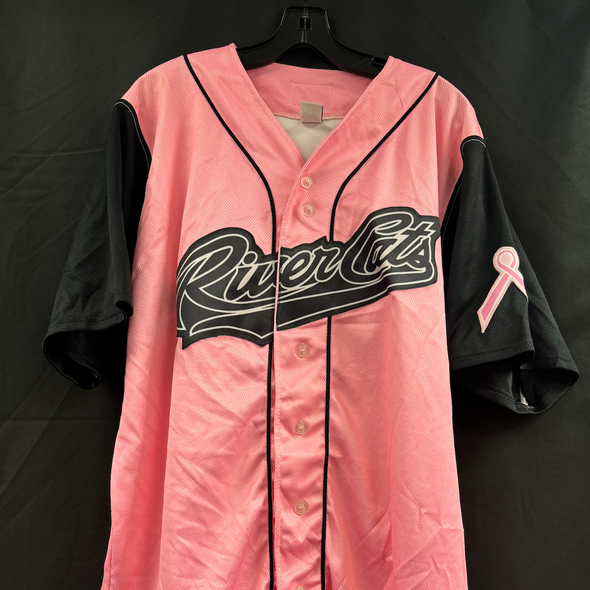 PINK/BLACK JERSEY WITH RIBBON ON SLEEVE-SIZE 46, SACRAMENTO RIVER CATS