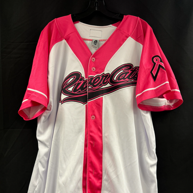 PINK/WHITE BREAST CANCER JERSEY-SIZE 48, SACRAMENTO RIVER CATS