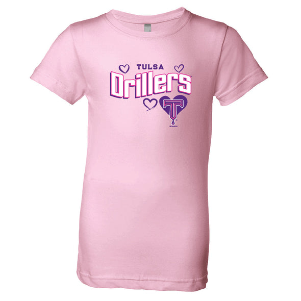 Youth Girls Hearts Pink T Shirt