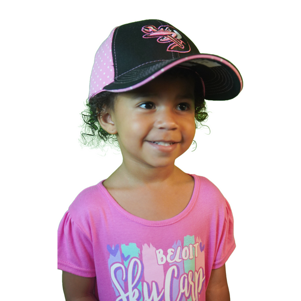 Beloit Sky Carp Pink/Black Youth Polka Dot Snapback