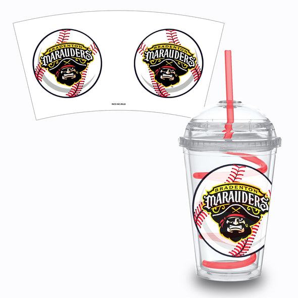 Bradenton Marauders Plastic 12oz Tumbler with Swirly Straw