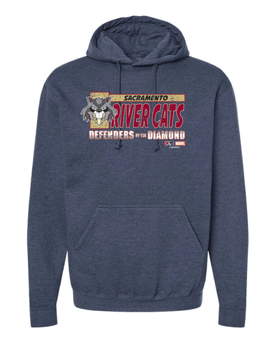 SACRAMENTO RIVER CATS MARVEL'S DEFENDERS OF THE DIAMOND HEATHER DENIM DOD HOOD - ADULT