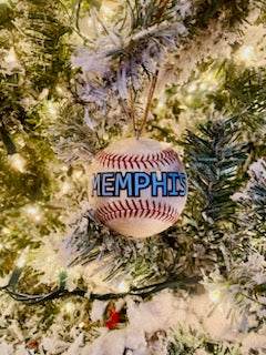 Memphis Redbirds Game Used Baseball Christmas Ornament - "Memphis"