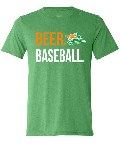 Somerset Patriots Beer and Baseball Green St Pattys Tee