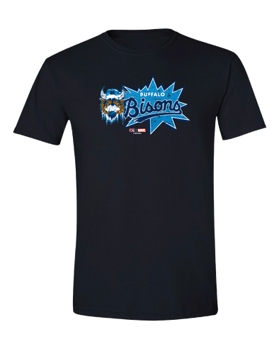 Buffalo Bisons Marvel's Defenders of the Diamond Black Burst Tee