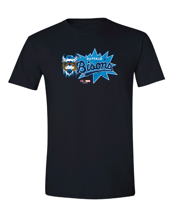 Buffalo Bisons Marvel's Defenders of the Diamond Black Burst Tee