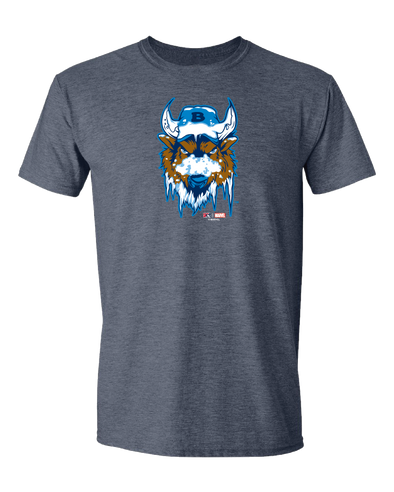 Buffalo Bisons Marvel's Defenders of the Diamond Heather Navy Primary Tee