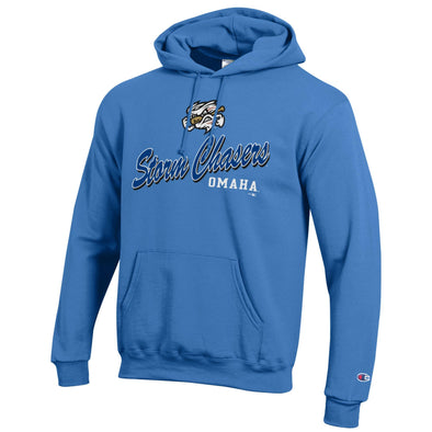 Omaha Storm Chasers Champion Men's Powerblend Blue Breeze Hoodie