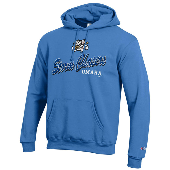 Omaha Storm Chasers Champion Men's Powerblend Blue Breeze Hoodie