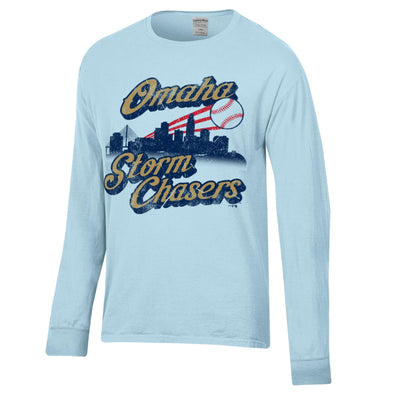 Omaha Storm Chasers ComfortWash LS Soothing Blue Tee