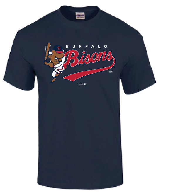 Buffalo Bisons Navy Retro 88 Script Logo Tee