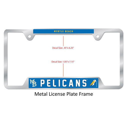 MYRTLE BEACH PELICANS WINCRAFT METAL LICENSE PLATE FRAME