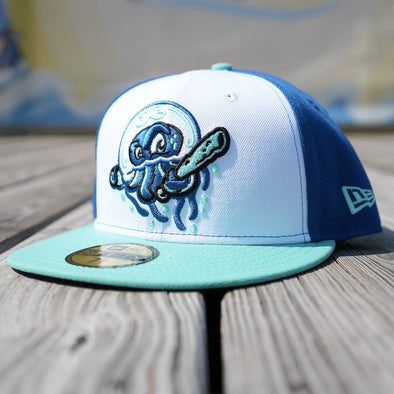 Jersey Shore BlueClaws Copa White Blue Mint New Era 59Fifty Medusas Fitted Cap