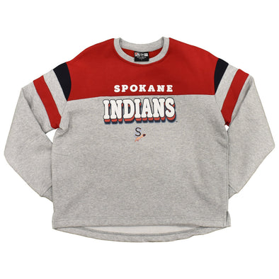 Spokane Indians Ladies New Era Gray Crewneck Sweatshirt