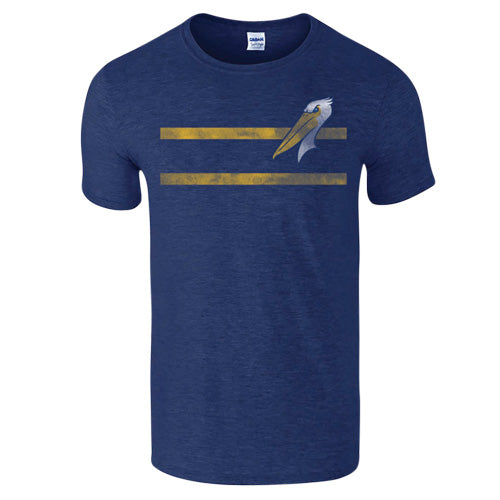 MYRTLE BEACH PELICANS VANTAGE APPAREL HEATHER NAVY ALT STRIPE SOFTSTYLE TEE