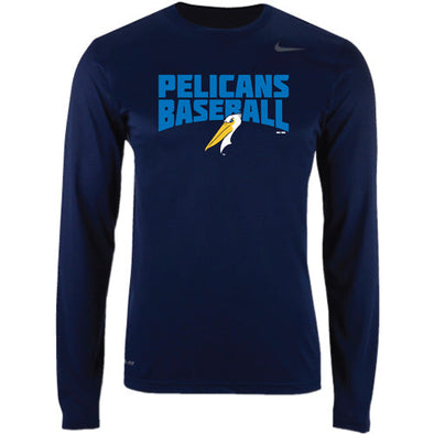 MYRTLE BEACH PELICANS NIKE NAVY MILB200 LONG SLEEVE DRI FIT TEE