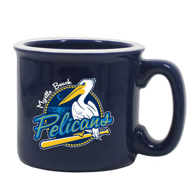 MYRTLE BEACH PELICANS JARDINE ASSOCIATES NAVY & WHITE PRIMARY LOGO CAMP MUG