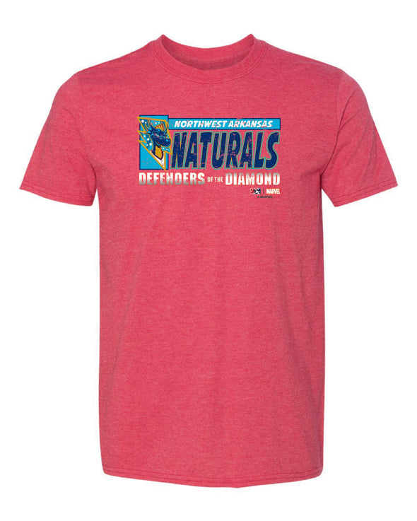 Northwest Arkansas Naturals Marvel's Defenders of the Diamond Adult Heather Cardinal Tee