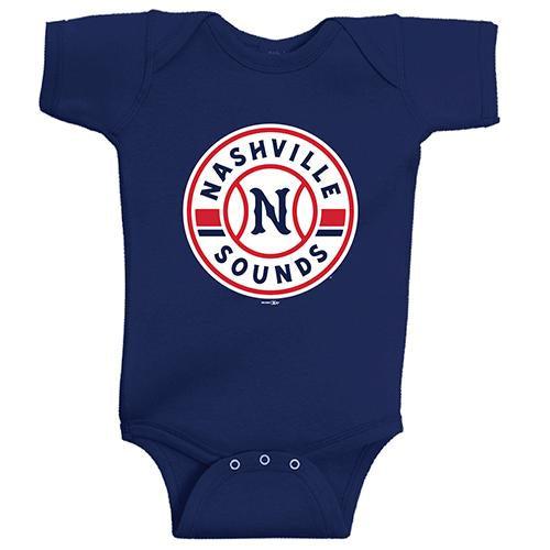 Nashville Sounds Onesie Navy Primary Logo