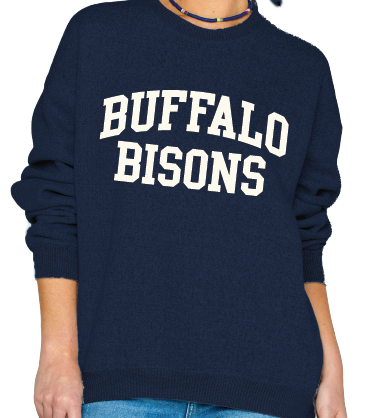 Buffalo Bisons Navy Nantucket Felt Fleece Crewneck
