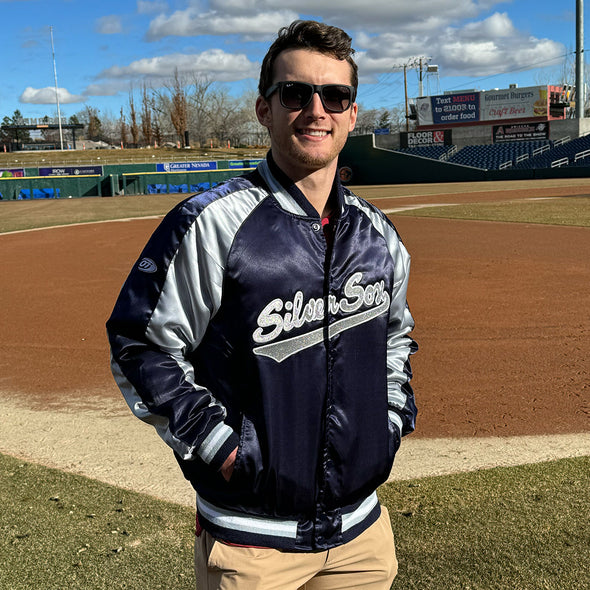 Silver Sox the Reno Aces Throw Back Dug out Jacket.